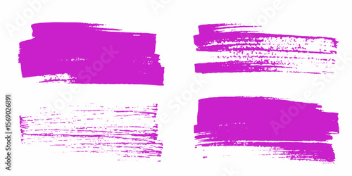 Purple grunge brush strokes oil paint isolated on white background crayon and clipping path for editing