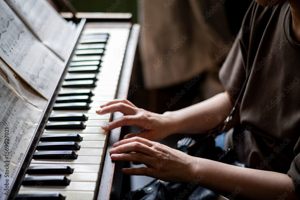 Fototapeta premium ピアノを弾く 