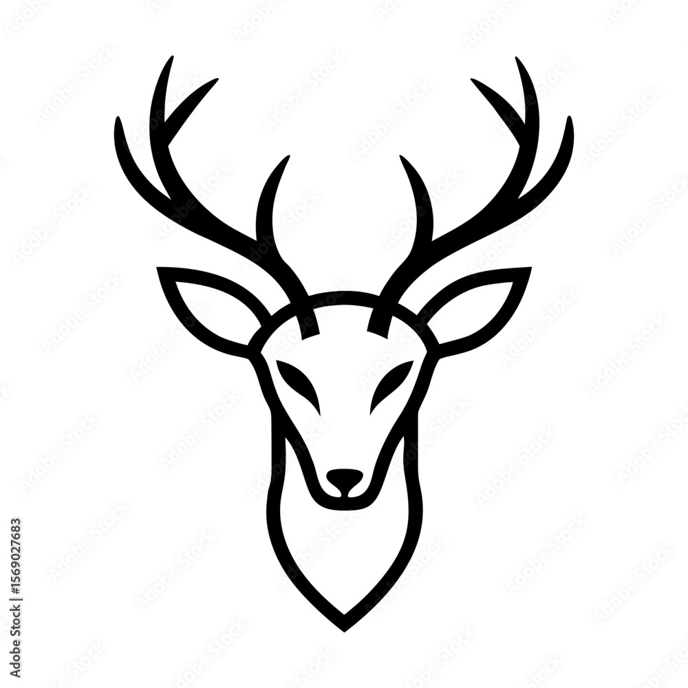Naklejka premium Stylized deer head logo in minimalist form for wilderness hunting and outdoor identity
