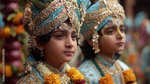 Wallpaper Mural Ornate headdress young boys religious ceremony portrait Torontodigital.ca