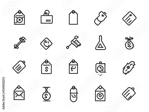 Simple price tag line art icon for online shopping