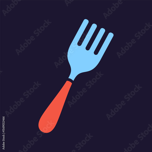 Fork. Kitchenware icon. Color vector kitchen utensil and tool. Cutlery illustration