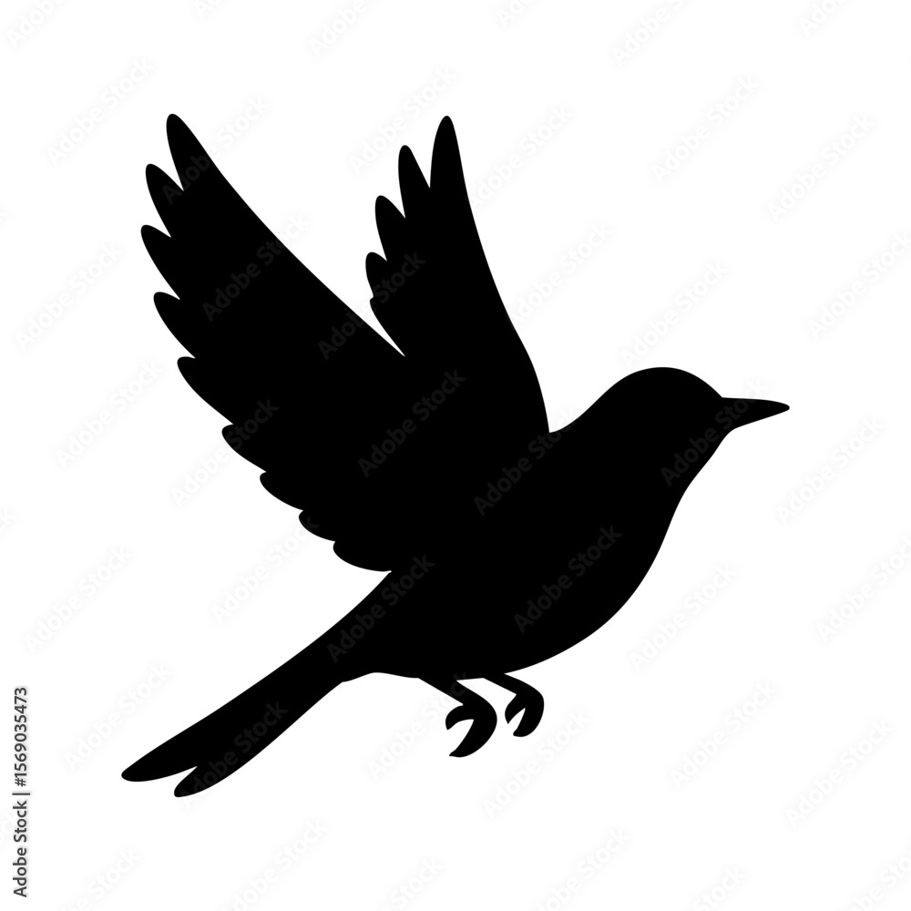 Bird Silhouette Flying Isolated on White Background Bird Silhouette Flying Isolated on White Background