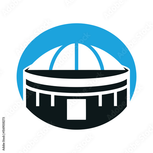 Dome Stadium Icon with Retractable Roof Outline