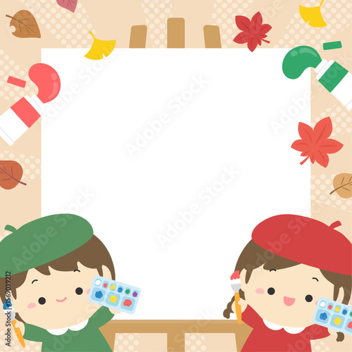 秋の背景、フレーム、芸術の秋と子供