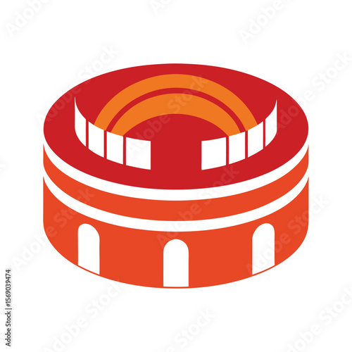Round Sports Arena Icon with High Seating Tiers