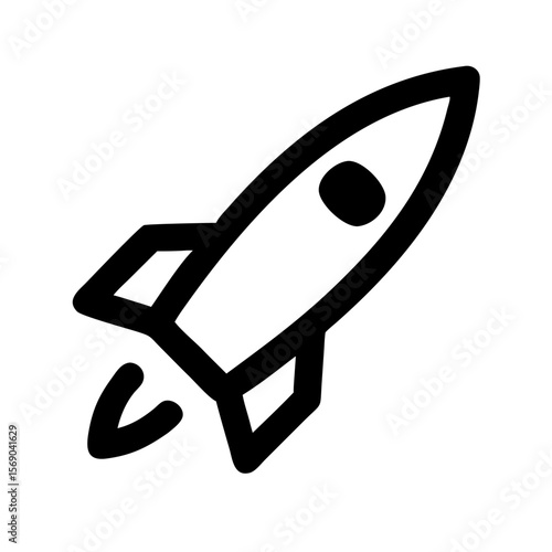 Rocket or Space Ship Icon – Flat and Outline Startup Launch Symbol  or Silhouette for Apps and Web