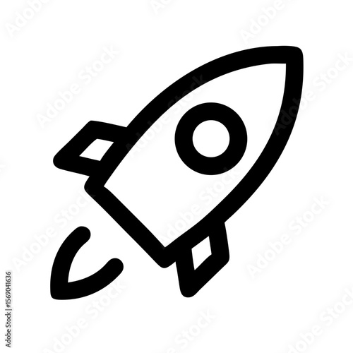 Rocket or Space Ship Icon – Flat and Outline Startup Launch Symbol  or Silhouette for Apps and Web