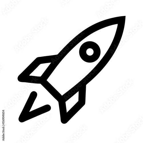 Rocket or Space Ship Icon – Flat and Outline Startup Launch Symbol  or Silhouette for Apps and Web