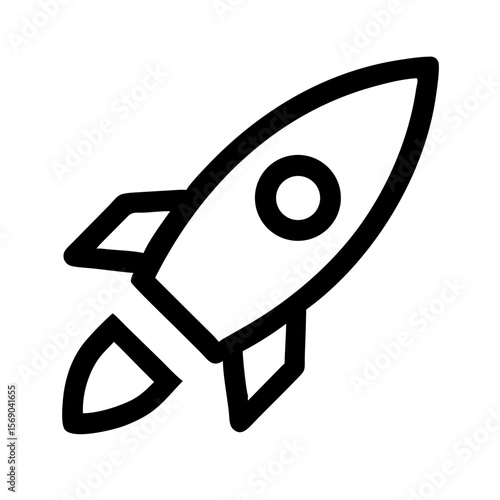 Rocket or Space Ship Icon – Flat and Outline Startup Launch Symbol  or Silhouette for Apps and Web