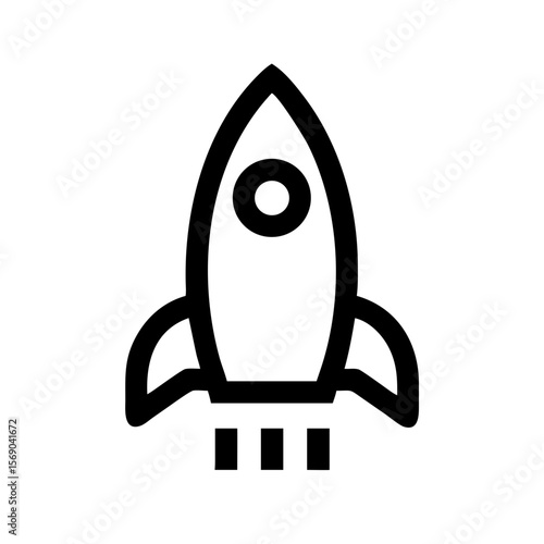 Rocket or Space Ship Icon – Flat and Outline Startup Launch Symbol  or Silhouette for Apps and Web