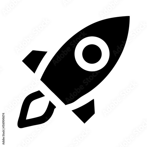 Rocket or Space Ship Icon – Flat and Outline Startup Launch Symbol  or Silhouette for Apps and Web