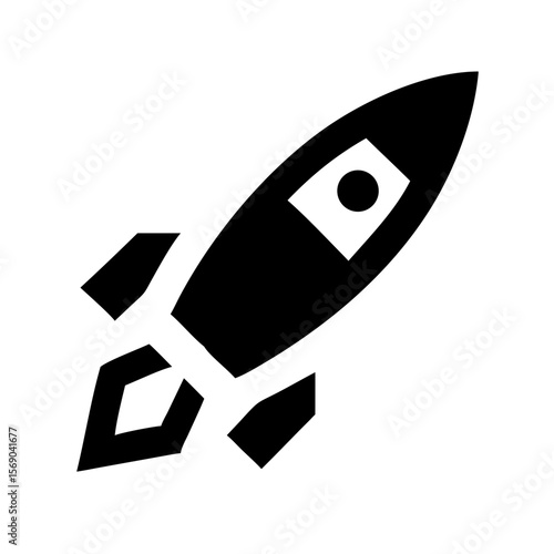 Rocket or Space Ship Icon – Flat and Outline Startup Launch Symbol  or Silhouette for Apps and Web