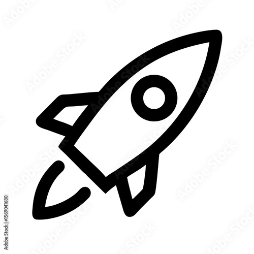 Rocket or Space Ship Icon – Flat and Outline Startup Launch Symbol  or Silhouette for Apps and Web