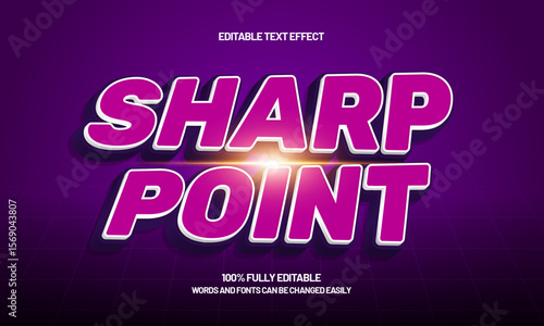 sharp point editable text effect with a work and smart text style