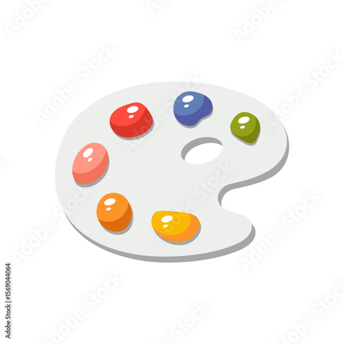 Paint Palette icon. Palette with paints on it Illustration. Vector Symbol flat Design Clip Art Sign cartoon Style. Art school concept