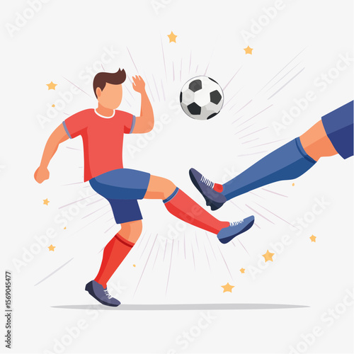Dynamic Soccer Collision Vector Illustration of Intense Gameplay