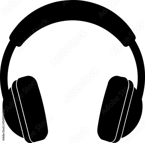 headphones on white background, headphone black silhouette vector with white background. Electronic device, gadgets vector