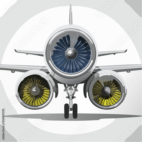 Front View of an Airplane with Three Engines