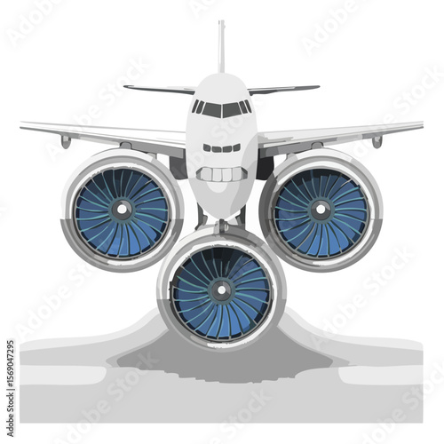 Three-Engined Airplane with Cartoon-Like Features