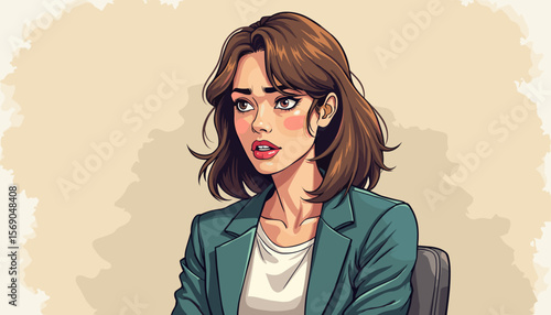 Woman expressing concern while sitting in a chair