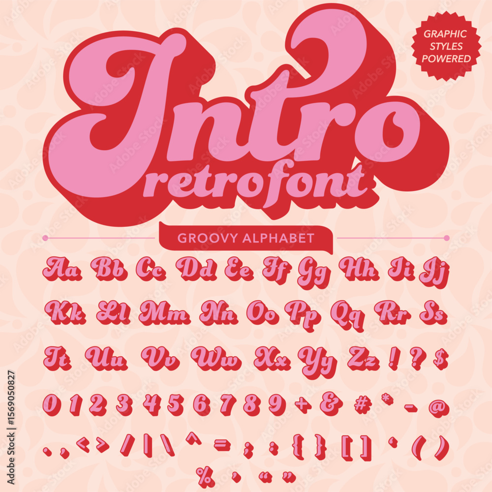Fototapeta premium Serif Groovy Retro Vintage Script Bold Font alphabet vector file