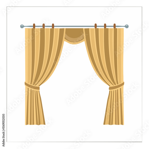 Elegant Gold Curtains with Decorative Rod