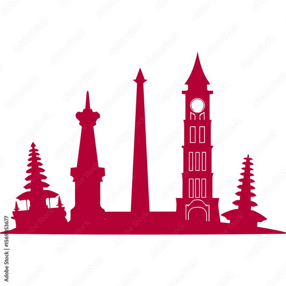 Obraz premium Indonesian Building Monuments Silhouette
