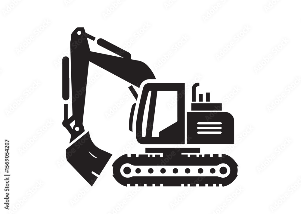 Excavator silhouette vector, Excavator icon illustrator Excavator silhouette vector, Excavator icon illustrator