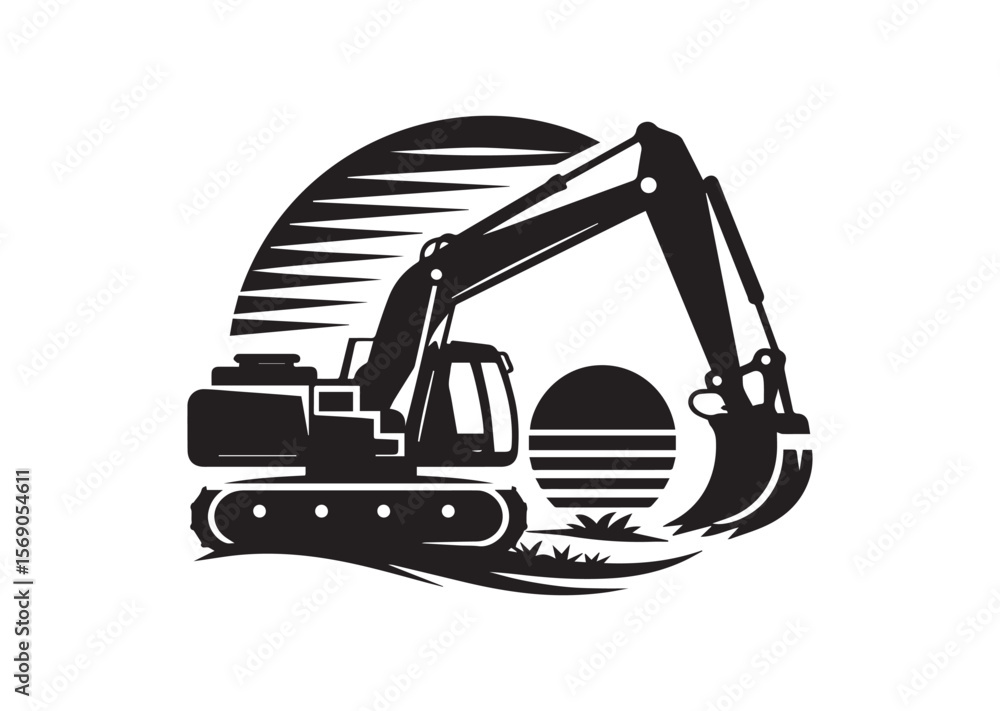 Excavator silhouette vector, Excavator icon illustrator Excavator silhouette vector, Excavator icon illustrator