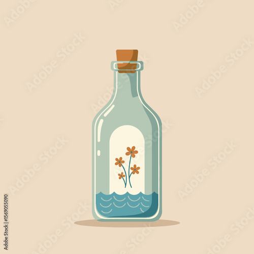 Vector illustration of a message in a bottle