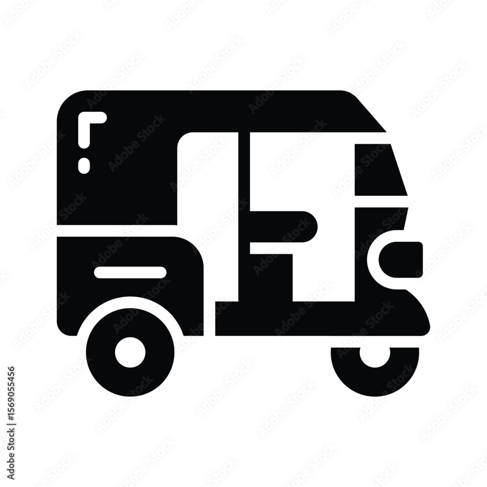 Easy to edit glyph icon of three-wheeled tuk tuk Easy to edit glyph icon of three-wheeled tuk tuk