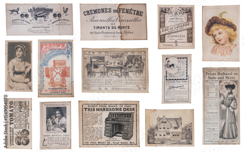 vintage ephemera, paper-based items originally meant to be used brief-cards, tickets, ads—that over time gain collectible or historical value, authentic glimpses of past daily life