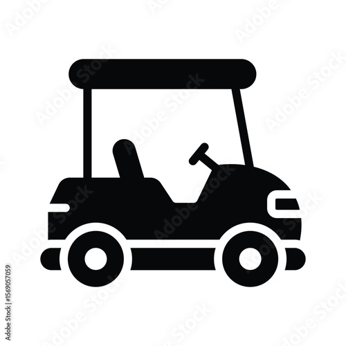 A modern glyph icon of small golf cart