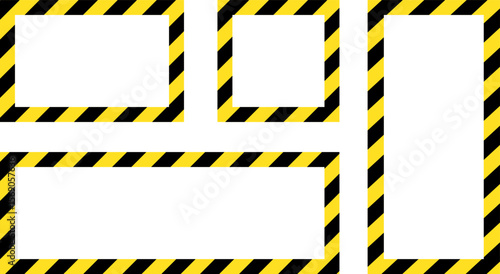 Yellow and black caution warning tape frame. roadwork construction. designed for industrial safety. Caution tape border and safety stripe. Hazardous warning tape sets