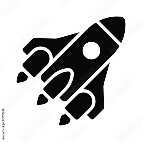 A customizable glyph icon of space shuttle spaceship