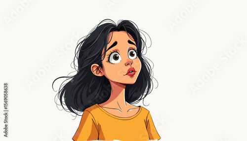 Young girl looking surprised against a simple background