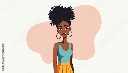 Cheerful woman smiling in casual outfit