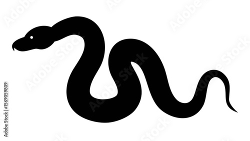 Black and white snake vector illustration for a reptile symbol design
