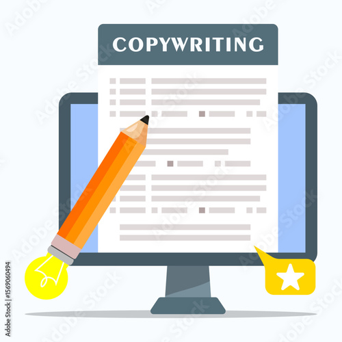 Copywriter and creative worker concept. Creative writer and content creator. 