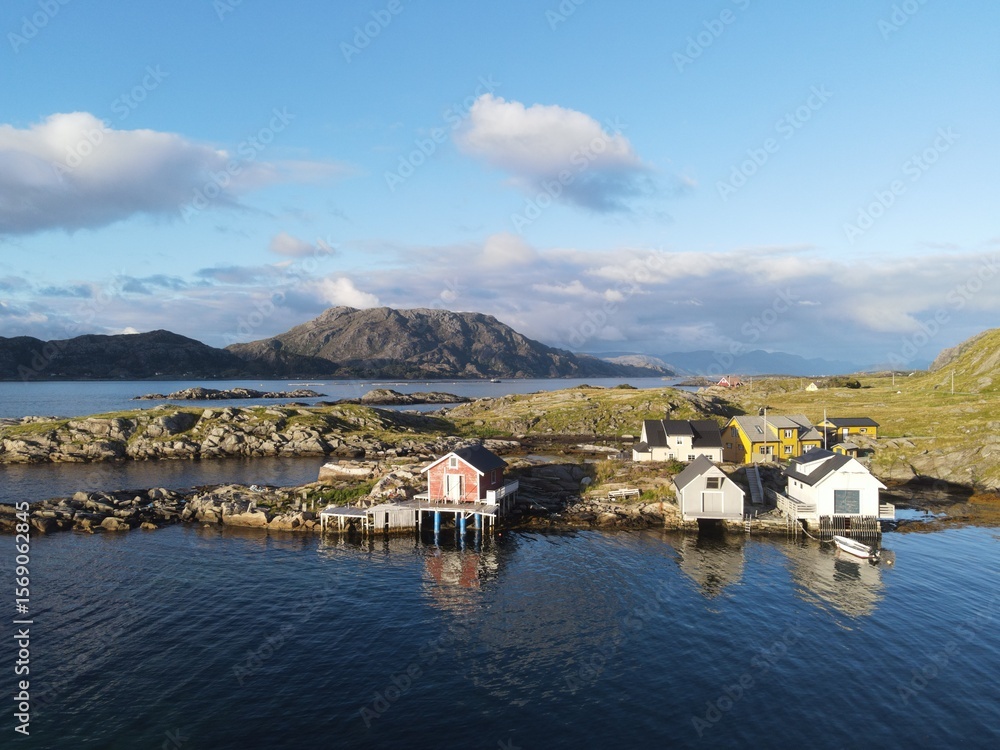 Fototapeta premium Cinematic Aerial Views of Norway – Majestic Fjords, Mountains, and Untouched Nature