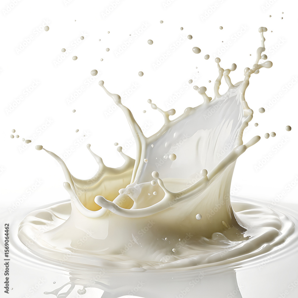 Dynamic Milk Splash - Isolated on Transparent Background Dynamic Milk Splash - Isolated on Transparent Background