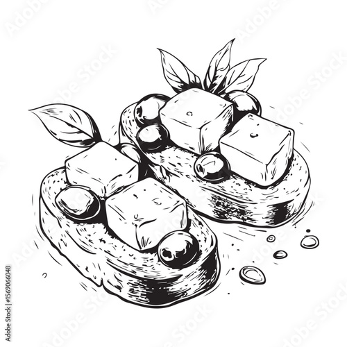 Delicious bruschetta silhouette