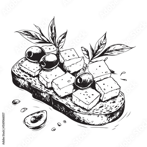 Delicious bruschetta silhouette