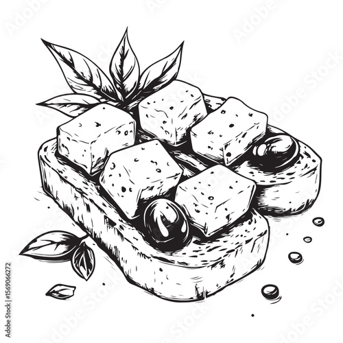 Delicious bruschetta silhouette