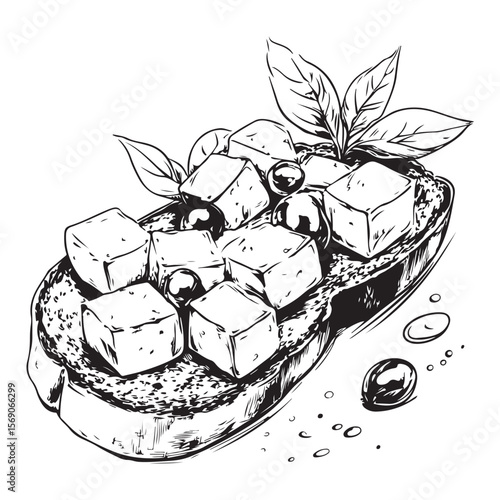 Delicious bruschetta silhouette