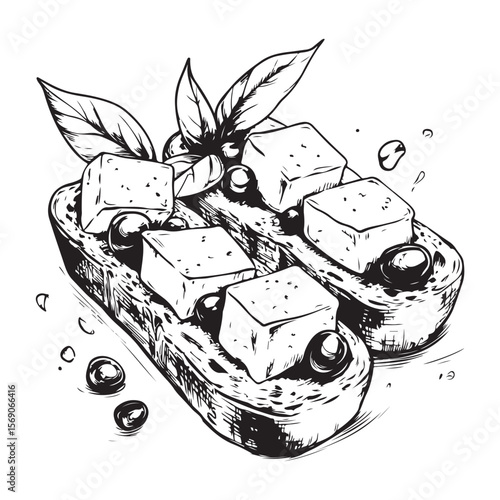 Delicious bruschetta silhouette