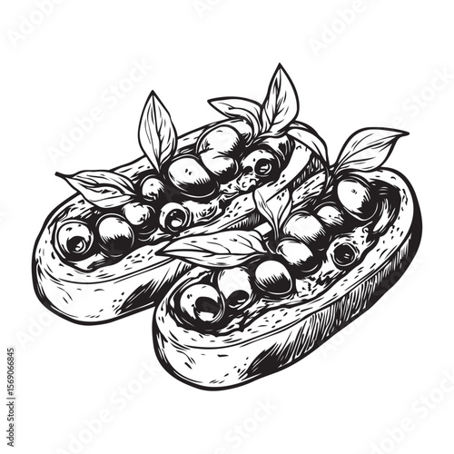 Delicious bruschetta silhouette