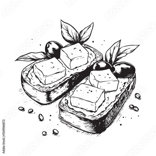 Delicious bruschetta silhouette