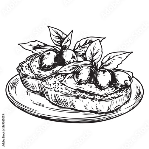 Delicious bruschetta silhouette